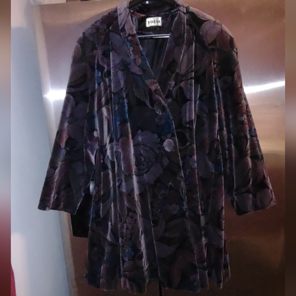 Vintage TOZAI de BALL VELVET Floral Swing PeaCoat/Cover Jacket